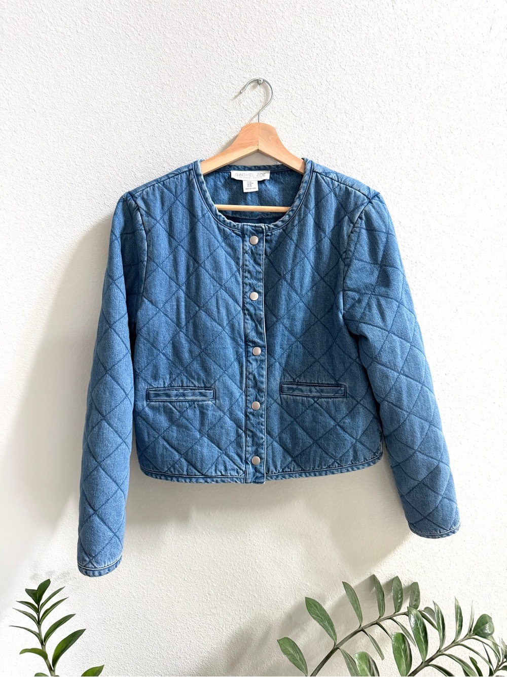 Rachel Zoe Quilted Denim Jacket Size M